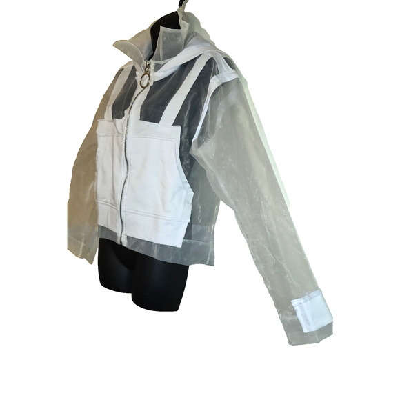 Fashion Nova White Muse Hoodie Sz S Sheer Boxy Jacket Space Futuristic New NWT S - Picture 3 of 16